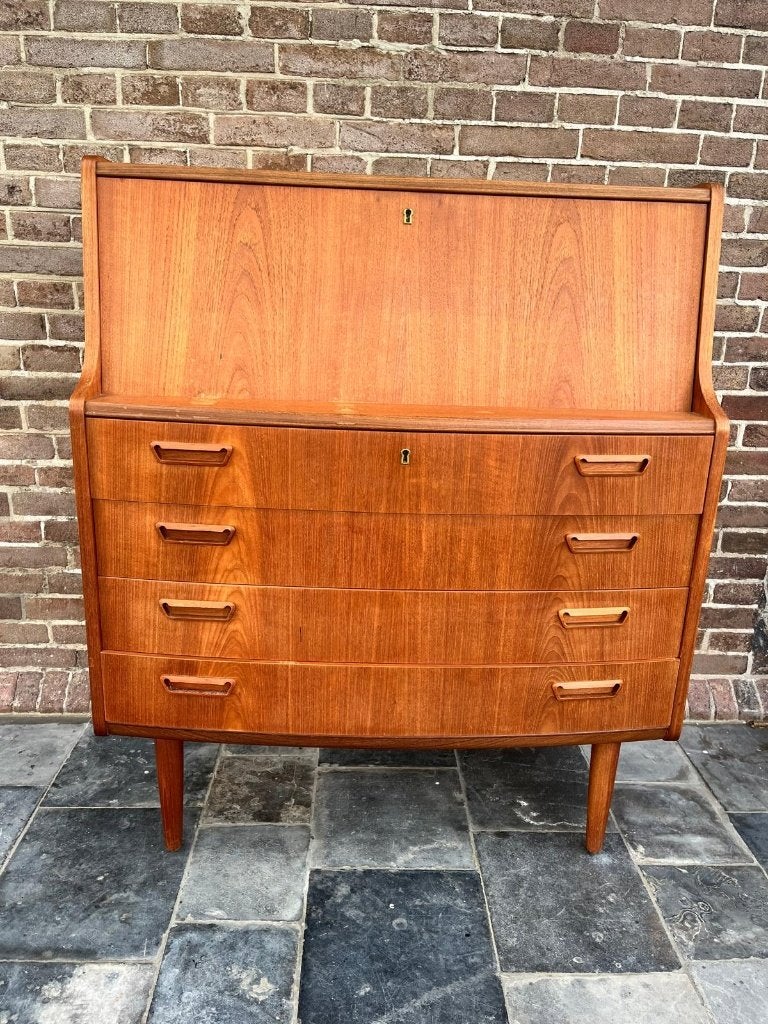 Deens teak secretaire PMJ Viby J, jaren '60, gemerkt, Huis en Inrichting, Ophalen of Verzenden, Gebruikt, Mid-century Deens design / vintage