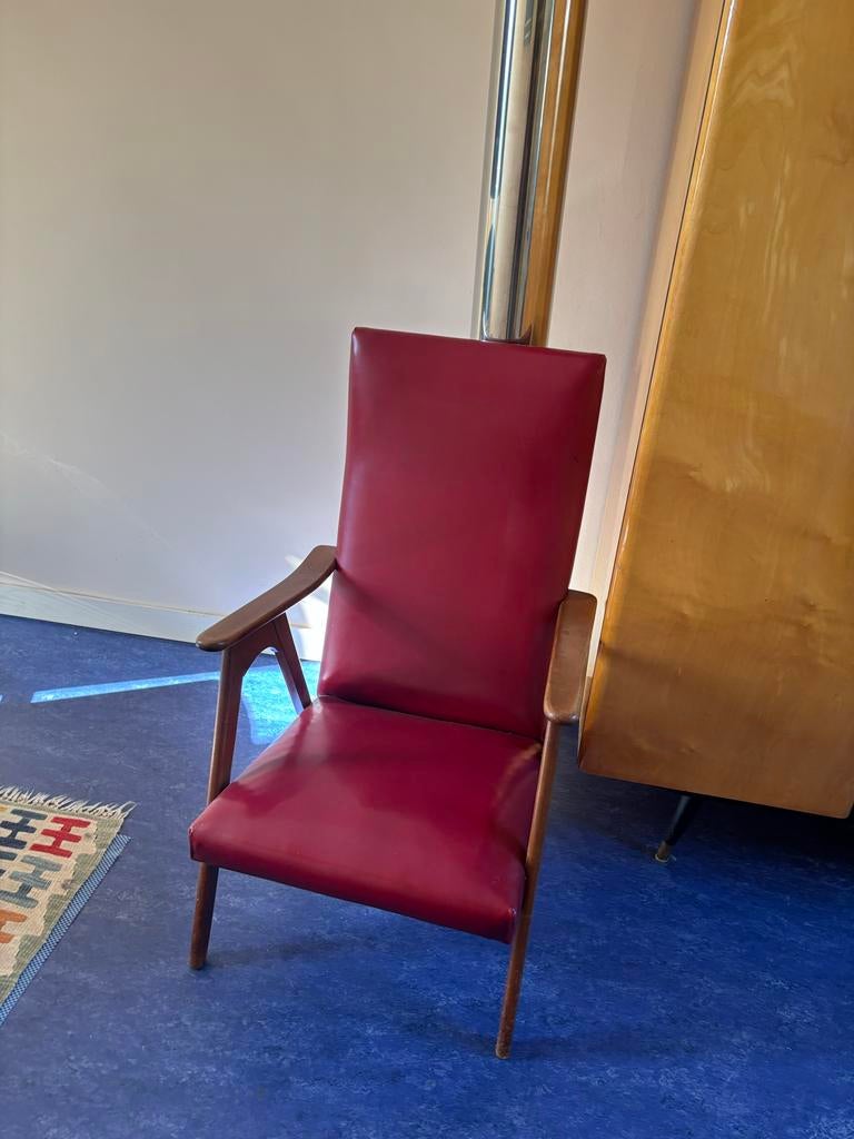 Vintage jaren '50 fauteuil louis van Teeffelen model - Rood, Ophalen