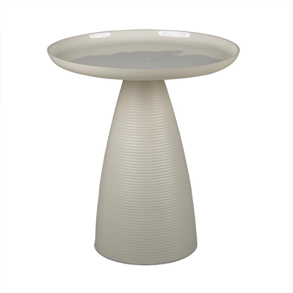 Bijzettafel zandgrijs/beige - rond - 45cm x 49cm hoog, Huis en Inrichting, Tafels | Bijzettafels, Minder dan 55 cm, Metaal of Aluminium