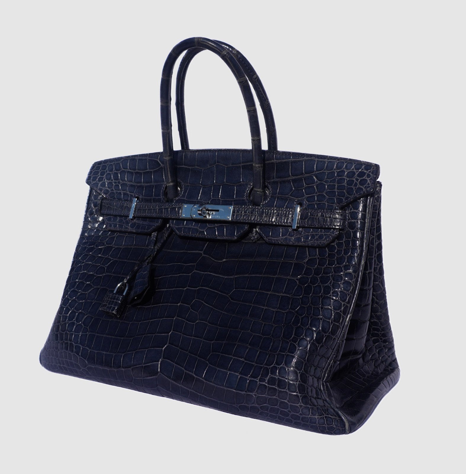 Hermès Birkin 35 handbag in blue-black Porosus crocodile, Ophalen of Verzenden, Zo goed als nieuw, Blauw, Handtas