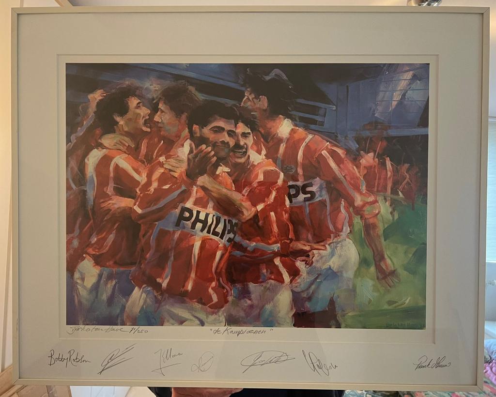 PSV litho "De Kampioenen" – Tjarko ten Have – gesigneerd 7x, Ophalen of Verzenden
