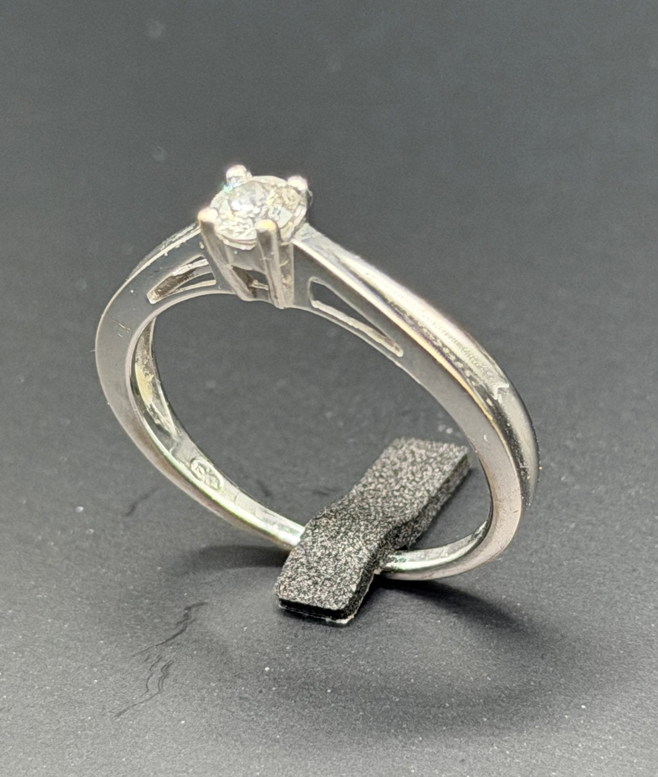 18K witgouden verlovingsring met natuurlijke diamant- 18,5mm, 18 tot 19, Ophalen of Verzenden, Met edelsteen, Dame