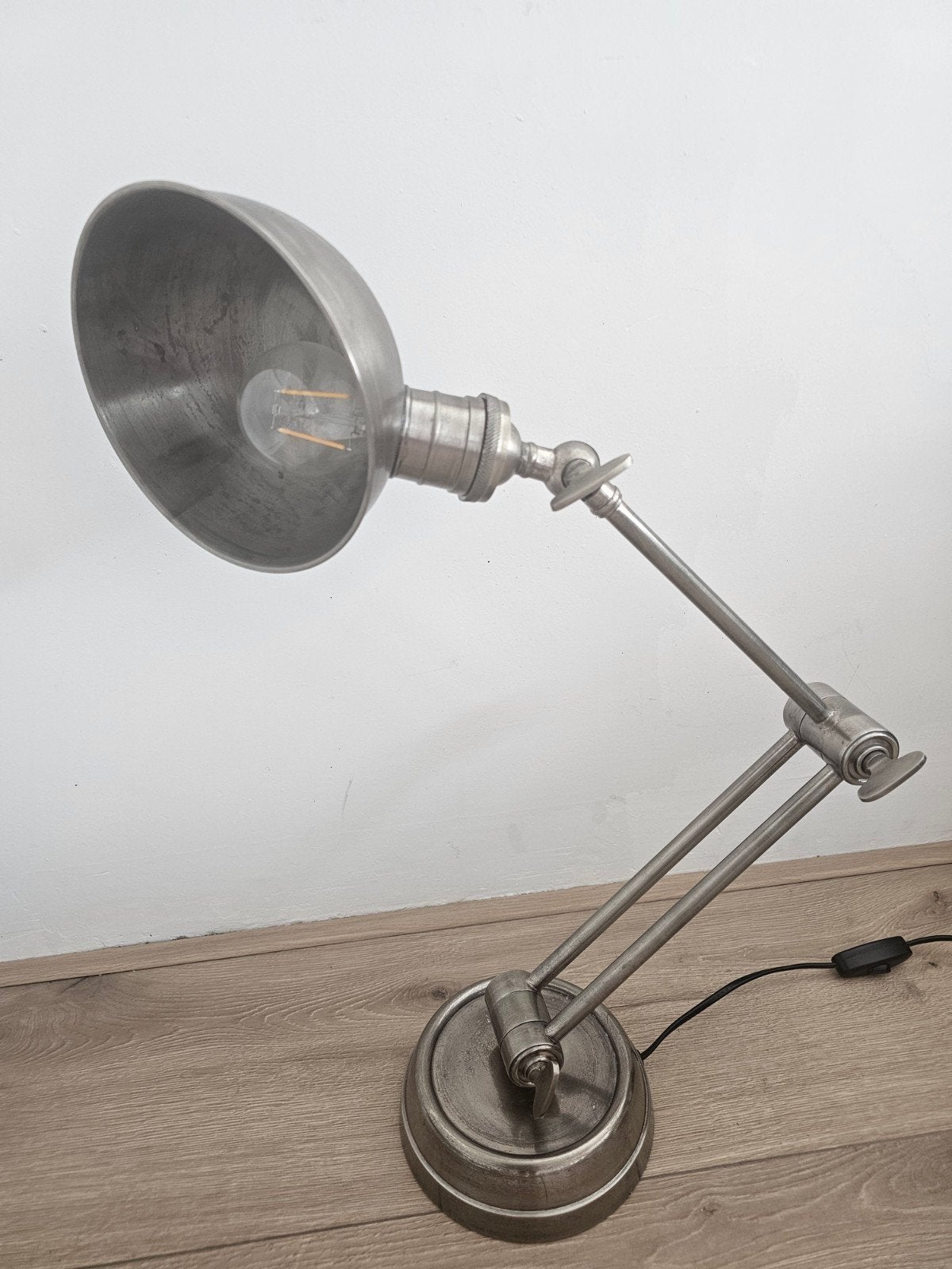 Bureaulamp Oliver  - Nostalgisch! Zilverkleurig 💫, Ophalen, Zo goed als nieuw