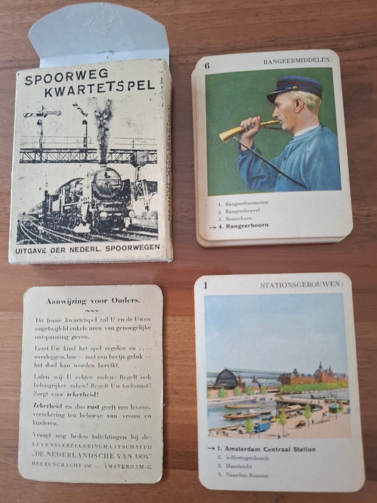 Vintage Spoorweg Kwartetspel - Nederlandsche Spoorwegen, Ophalen of Verzenden, Gebruikt