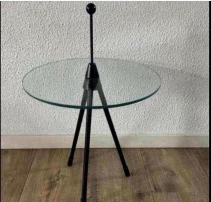 Vintage Bijzettafel, Italiaans design, Ophalen, Minder dan 55 cm, Metaal of Aluminium, Rond