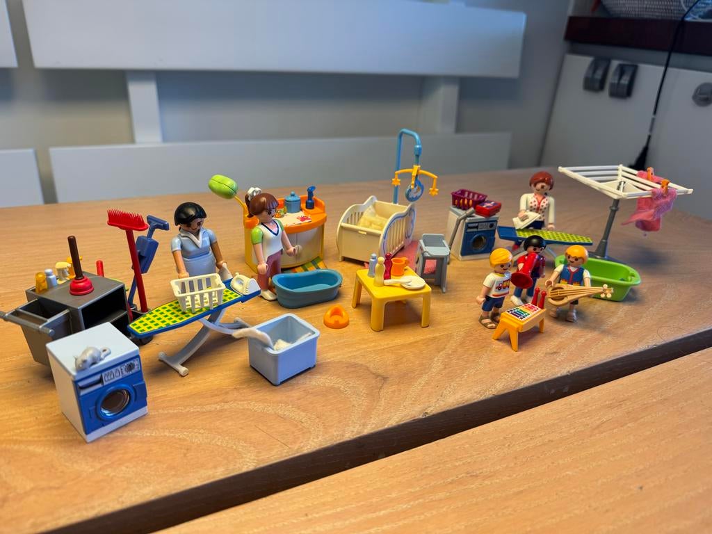 Playmobil 5271 + 4286 + 3206: Huishouden en Babykamer Set, Ophalen of Verzenden, Gebruikt