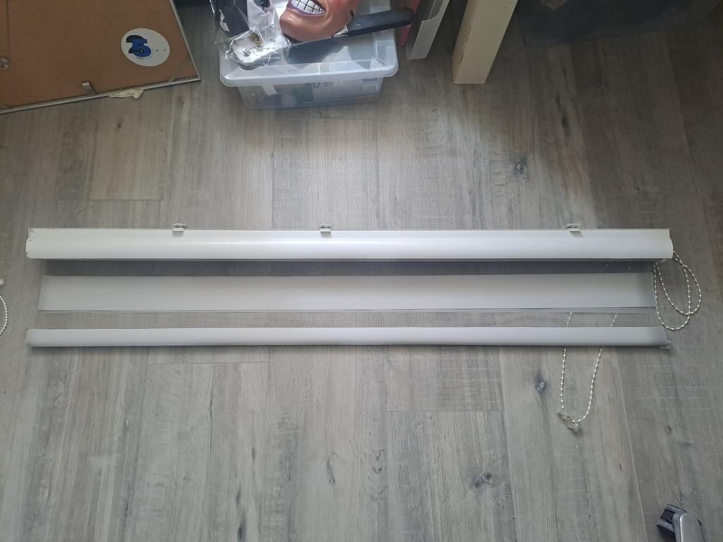 Duo rolgordijn taupe 135 cm breed totaal, Ophalen, Gebruikt, 100 tot 150 cm, Bruin