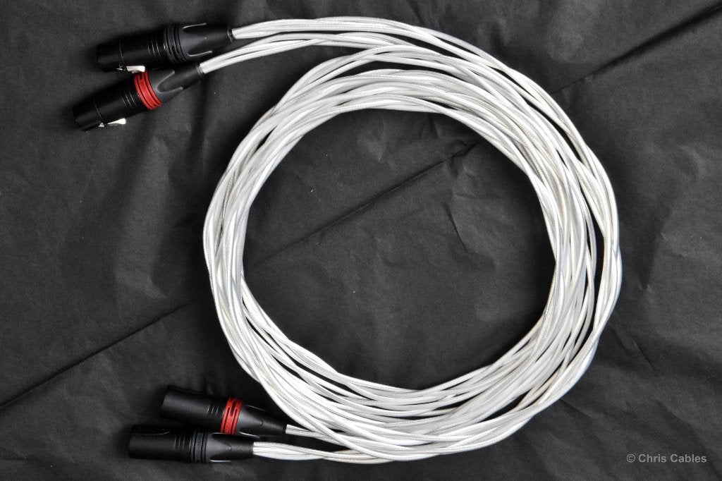 'The Crystal Clear XLR' puur zilver interlinks. ChrisCables, Verzenden, Nieuw, 3451HB/44, Interlink-kabel