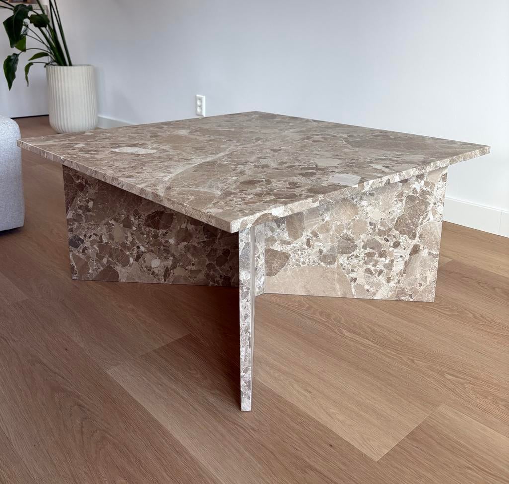 Marmeren salontafel van Bendt - Zo goed als nieuw, Ophalen, Overige materialen, 100 tot 150 cm, 50 tot 100 cm