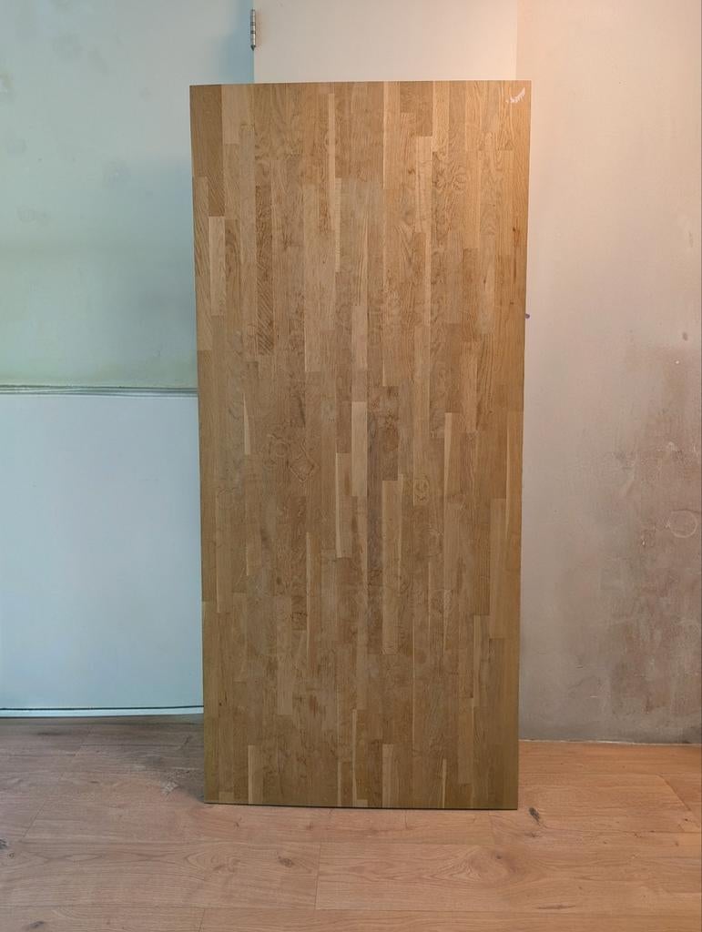 Massief houten werkblad/tafelblad 90x200cm, Huis en Inrichting, Gebruikt, Rechthoekig, Overige houtsoorten, 50 tot 100 cm