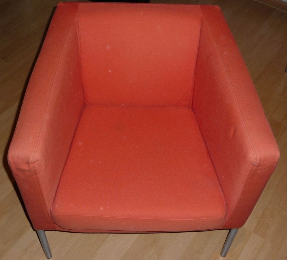 Fijn zittende rode fauteuil, design, Ophalen, 75 tot 100 cm, Zo goed als nieuw, Stof