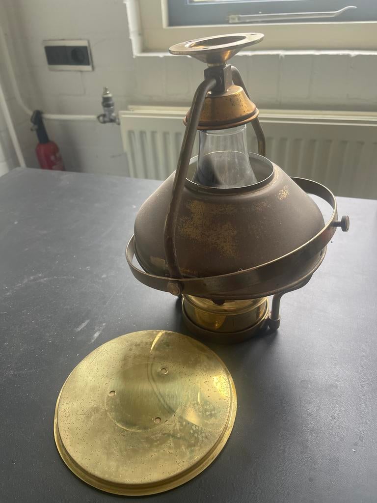 Antieke Koperen Olielamp - DHR Made in Denmark, Ophalen of Verzenden