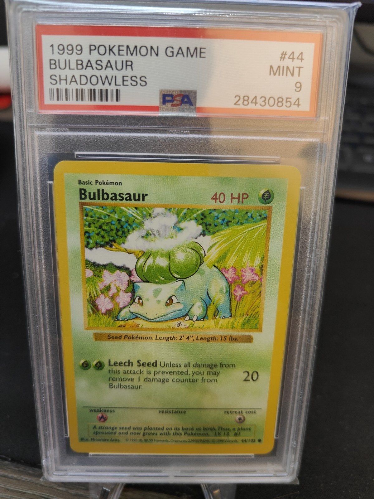 1999 Pokémon Bulbasaur Shadowless PSA 9 MINT, Verzenden, Zo goed als nieuw, Losse kaart