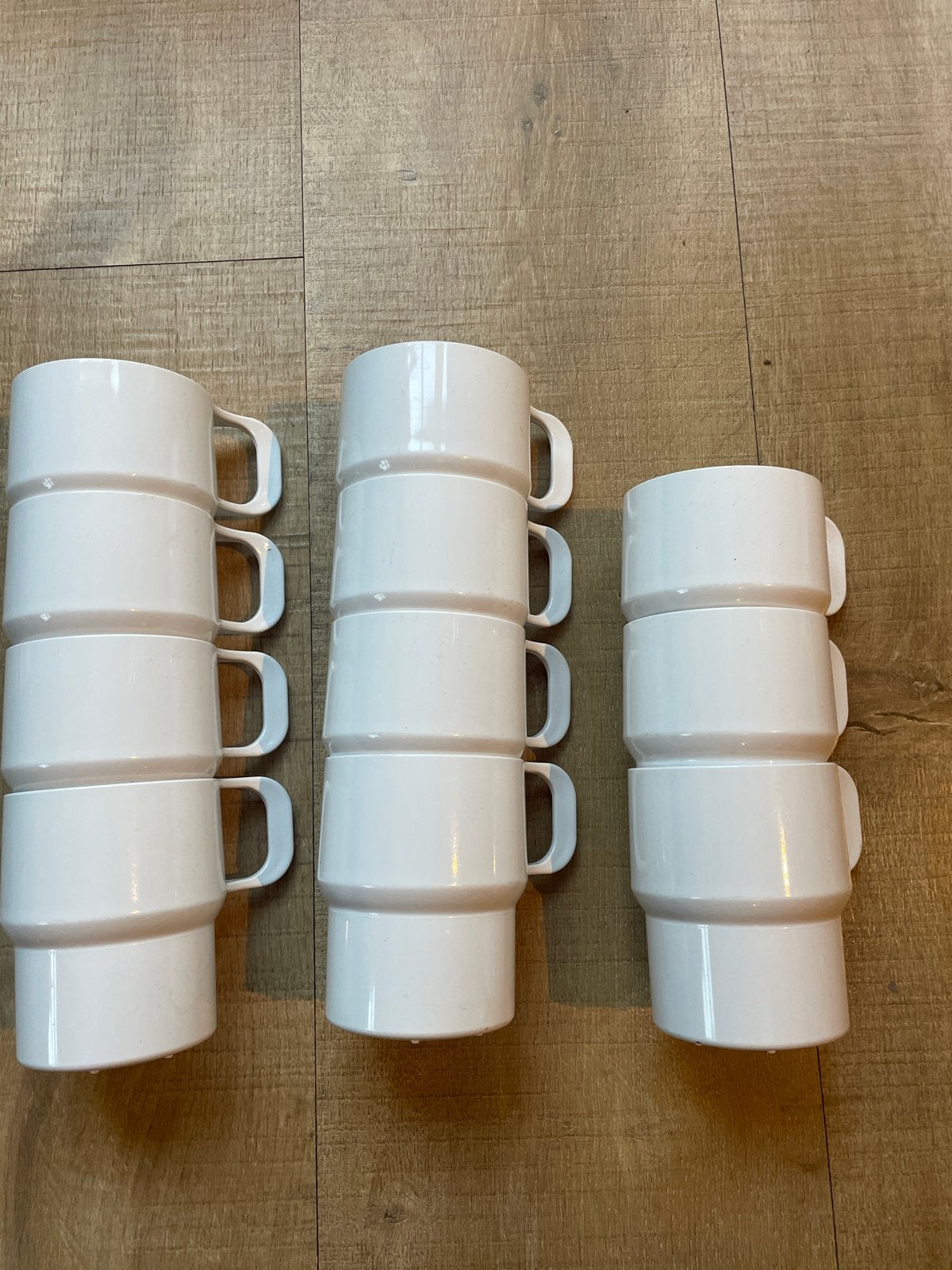 Set van 14 witte stapelbare mokken - Coppia, Huis en Inrichting, Kunststof, Gebruikt, Overige merken, Modern