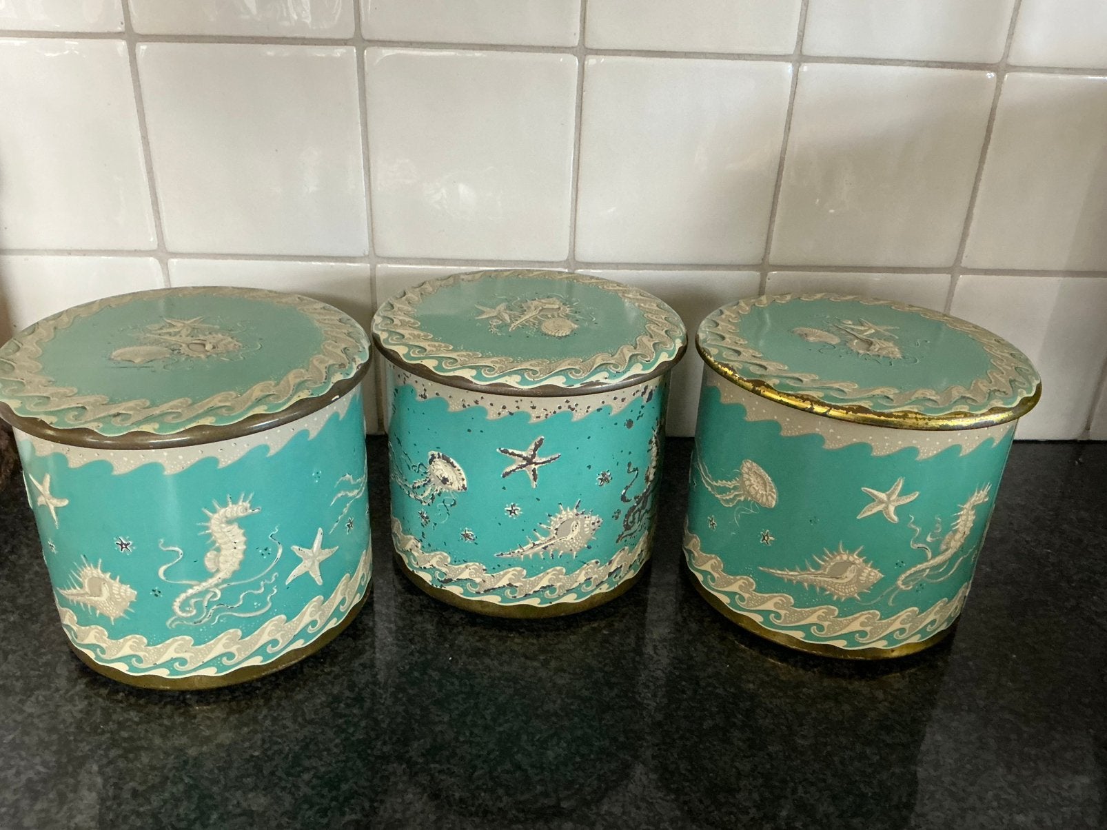 Oude Vintage maritieme blikken jaten 50, Verzamelen, Ophalen of Verzenden, Gebruikt, Overige, Overige merken