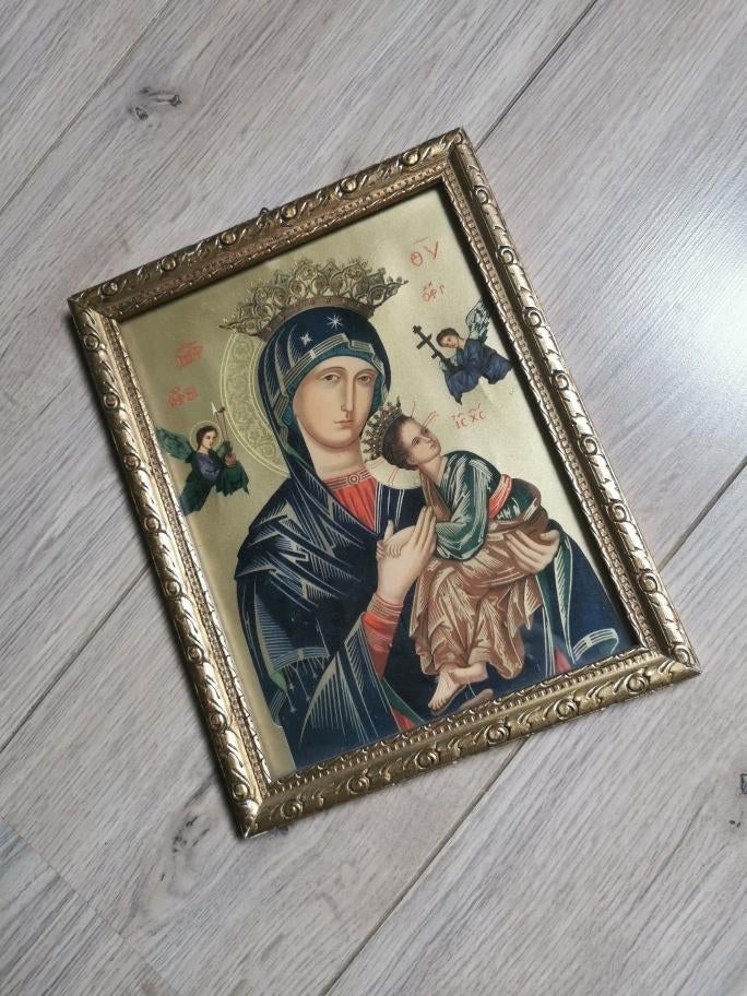 Byzantijnse Maria icoon (vintage/antiek), Antiek en Kunst, Antiek | Religie, Ophalen of Verzenden
