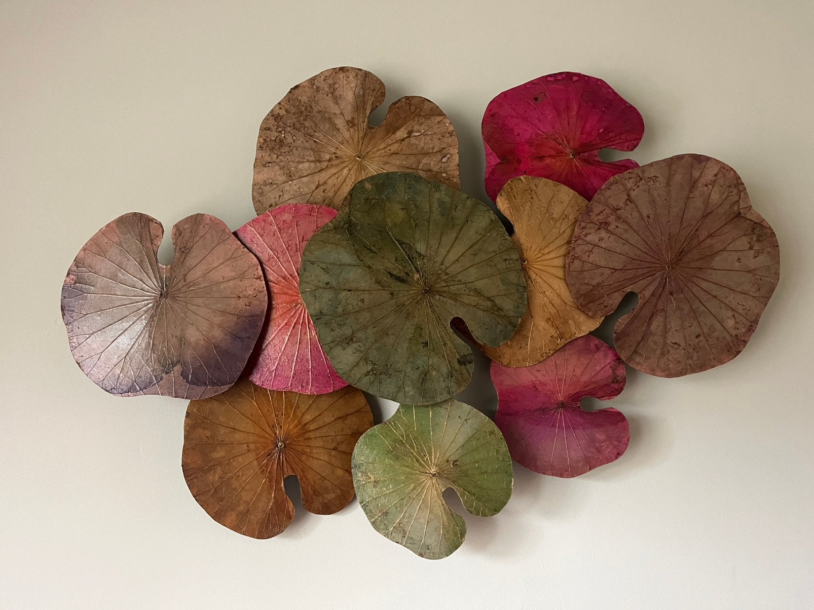 Wanddecoratie handgemaakt Waterlelie bladeren kunst, Botanisch, Ophalen