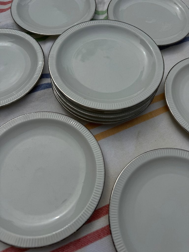 Set van 8 vintage Arzberg Germany borden met zilveren rand, Ophalen