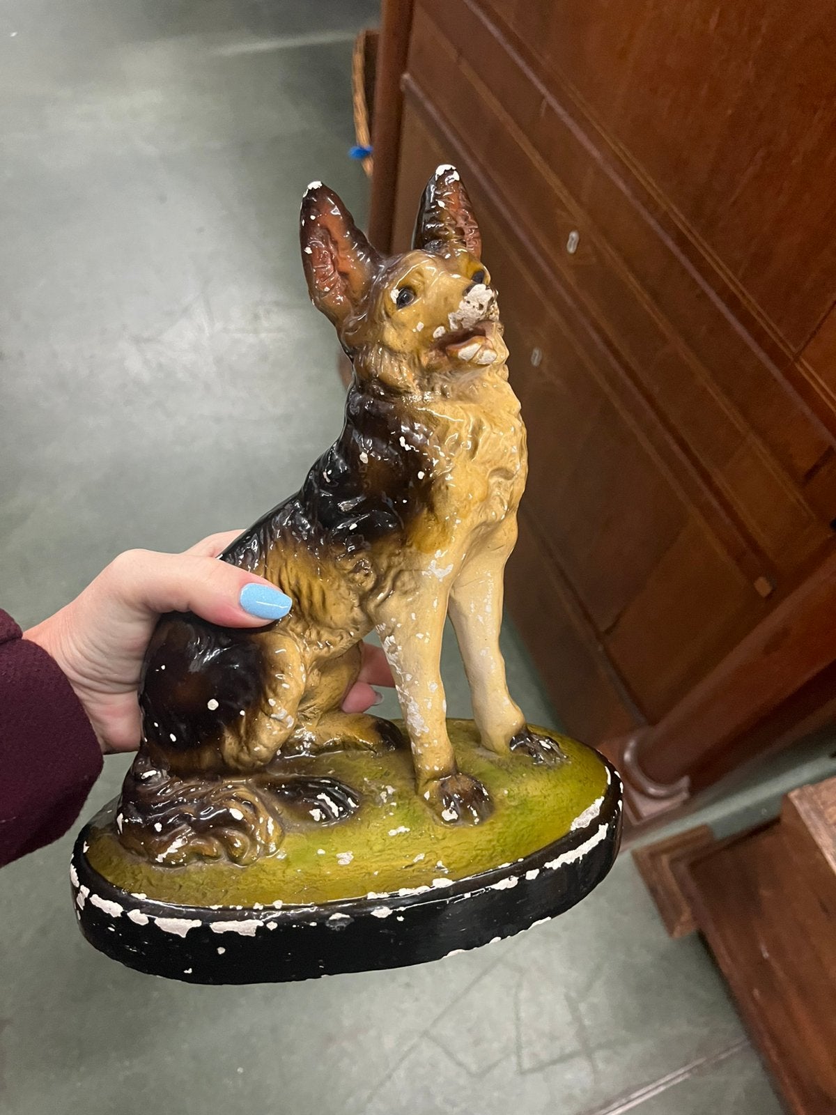 Vintage keramisch beeld Duitse herder – hond – decoratie, Ophalen of Verzenden, Zo goed als nieuw, Dier