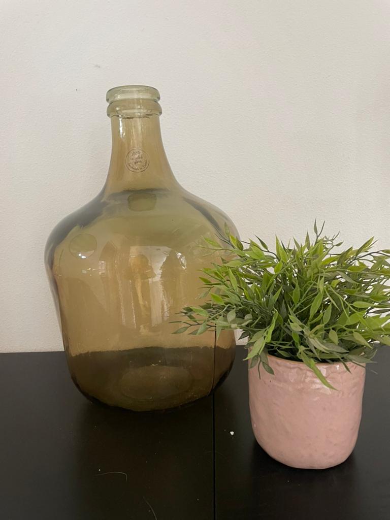 Grote groene glazen fles, 50 tot 75 cm, Ophalen of Verzenden, Groen, Glas
