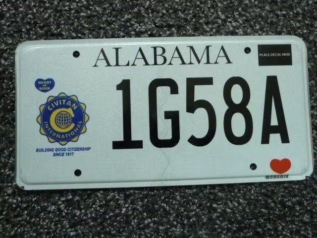 Kentekenplaat licenseplate Alabama Civitan International USA, Verzenden, Gebruikt, Auto's