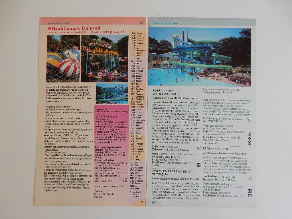 Attraktiepark Duinrell knipsel uit "ER-op-uit".1989., Ophalen of Verzenden, 1980 tot heden, Nederland, Knipsel(s)