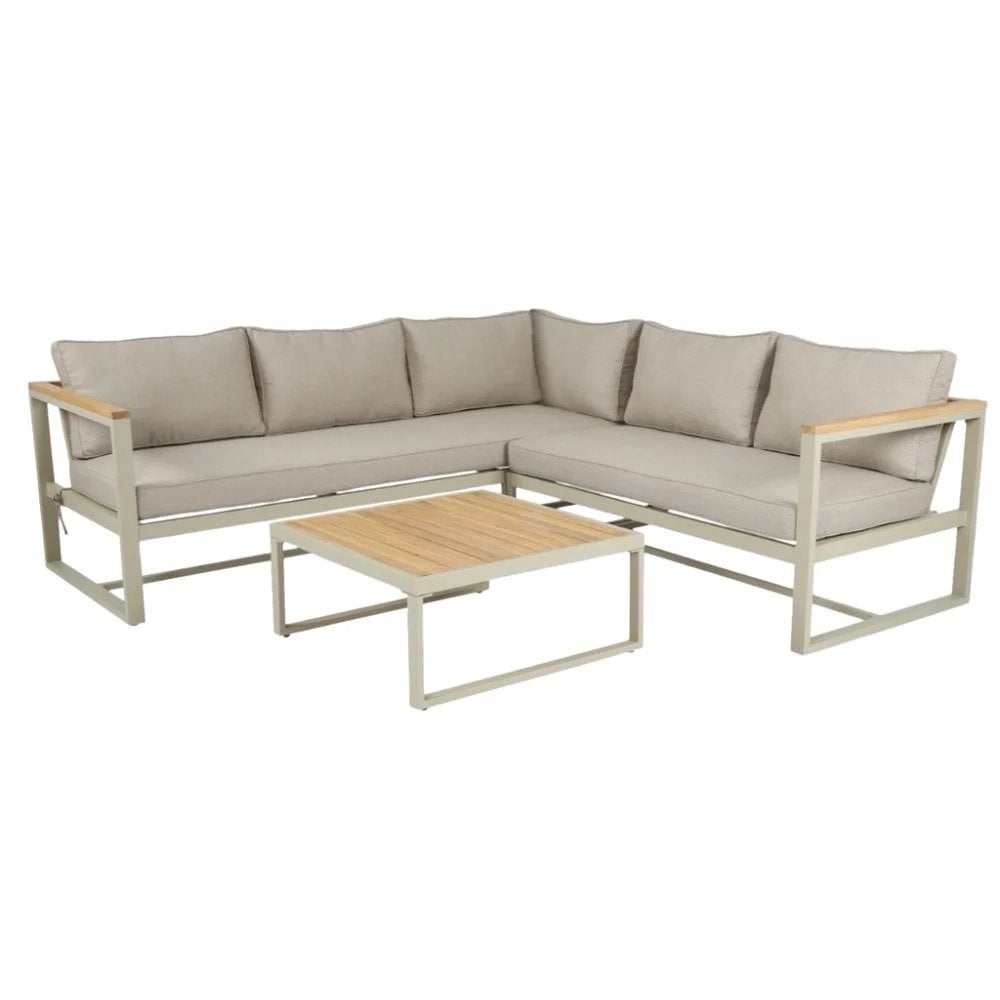 Milton hoek loungeset | aluminium + hardhout | 200x200cm, Ophalen, 5 zitplaatsen, Aston Martinlaan 36, Bank