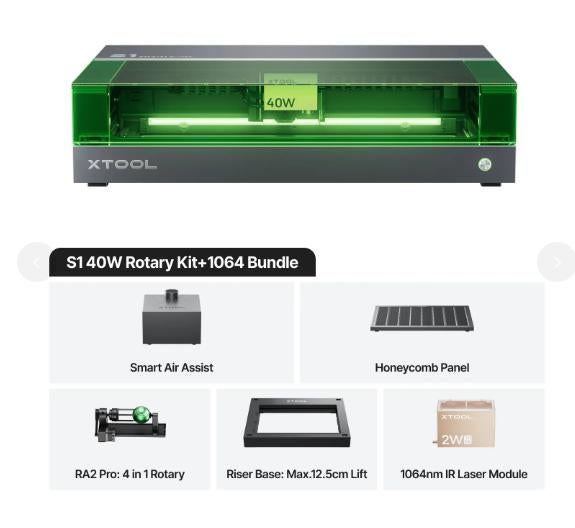 xTool S1 40W + RA2 Pro Rotary + 1064 IR Bundle – Als Nieuw!, Ophalen of Verzenden, Nieuw