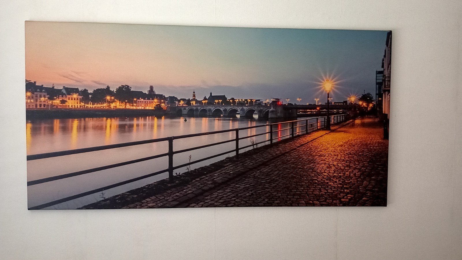 canvas oude brug Maastricht, Ophalen, 50 tot 75 cm, Schilderij