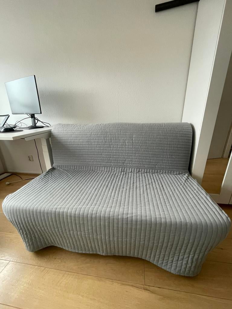 Ikea bedbank Lyksele, Huis en Inrichting, Slaapkamer | Slaapbanken, Ophalen, Tweepersoons, Zo goed als nieuw, Grijs