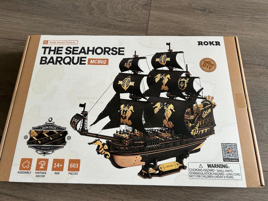 ROKR The Seahorse Barque MCB02 Piratenboot 3D puzzel 603pcs, Hobby en Vrije tijd, Modelbouw | Auto's en Voertuigen, Overige merken