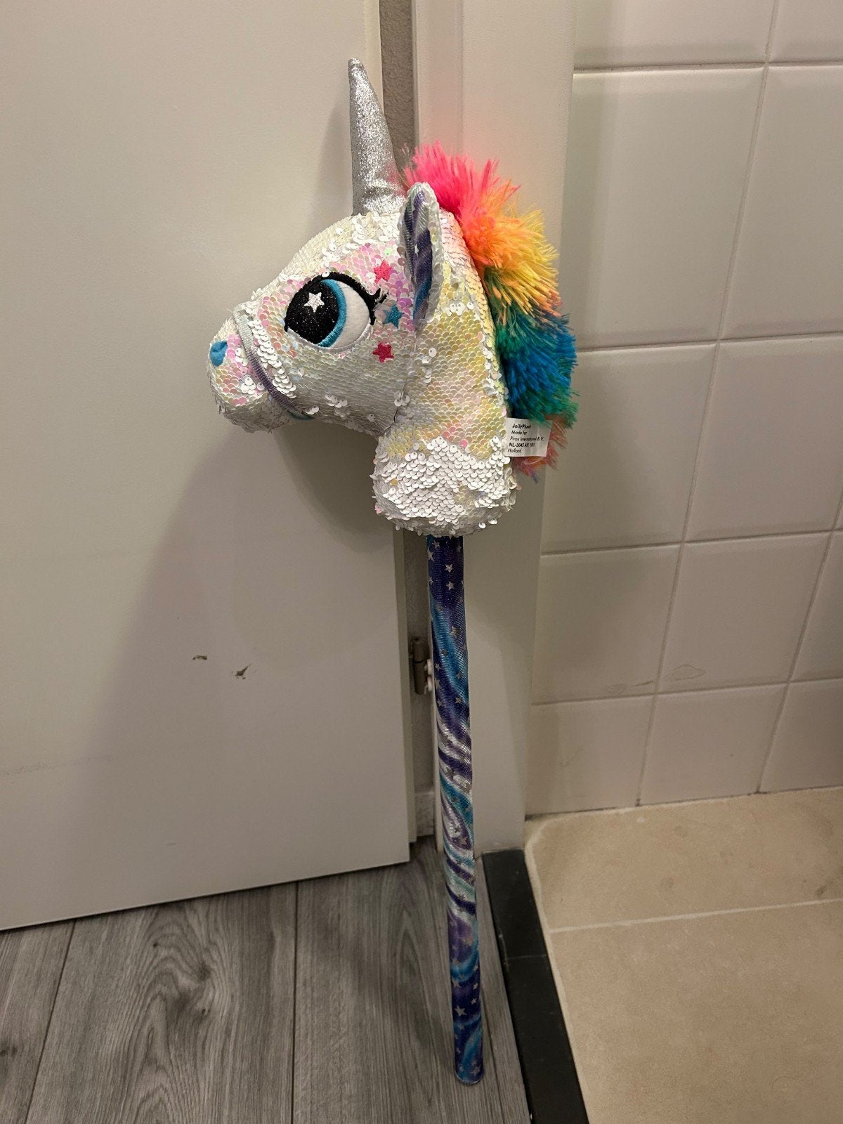 Eenhoorn stokpaard met geluid, Kinderen en Baby's, Ophalen, Zo goed als nieuw, Meisje