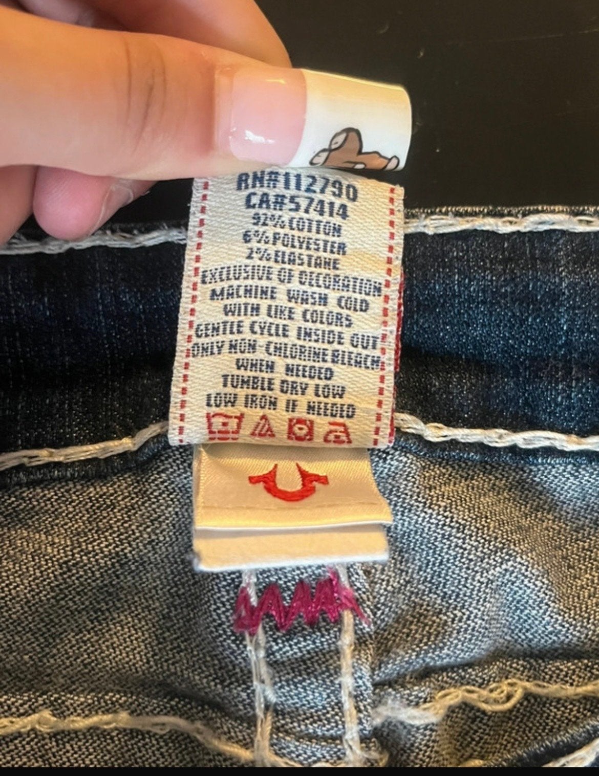 True Religion Julie Super T Jeans - Roze Stiksels, Verzenden, Zo goed als nieuw, Blauw, W27 (confectie 34) of kleiner