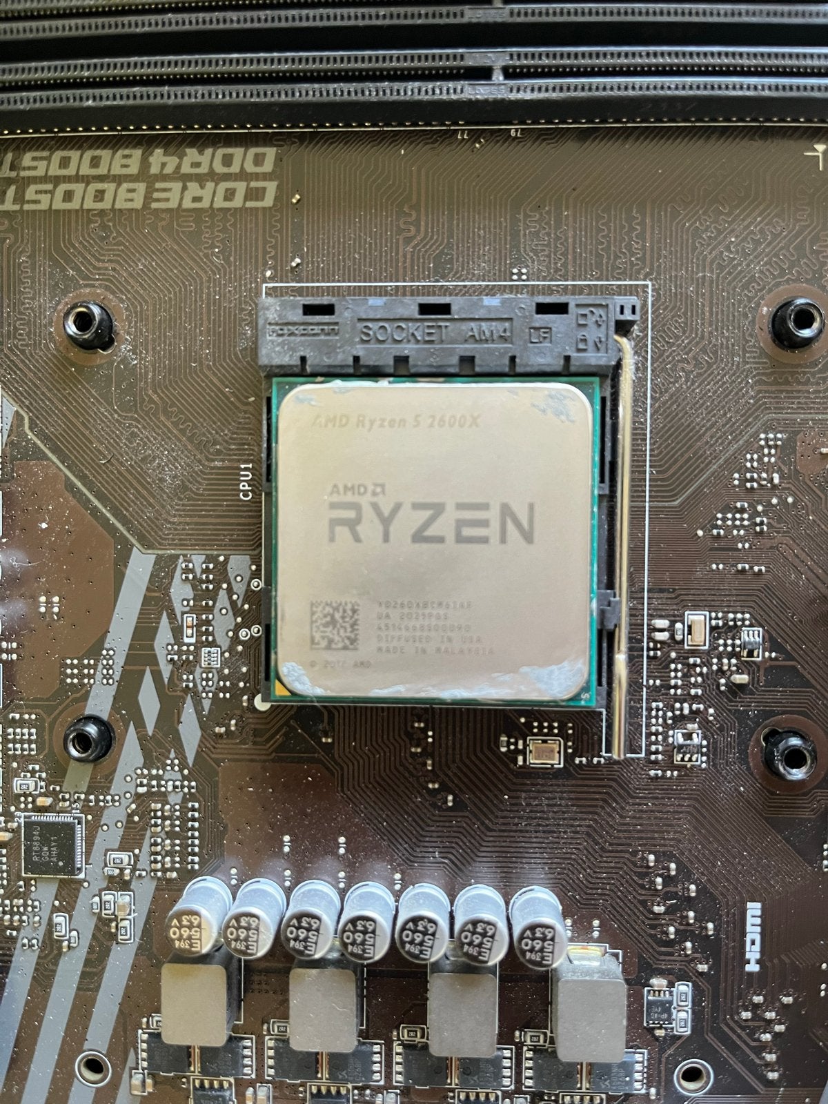 AMD Ryzen 5 2600X CPU - MSI A520M PRO Moederbord, Computers en Software, Processors, Ophalen of Verzenden, Zo goed als nieuw, 6-core