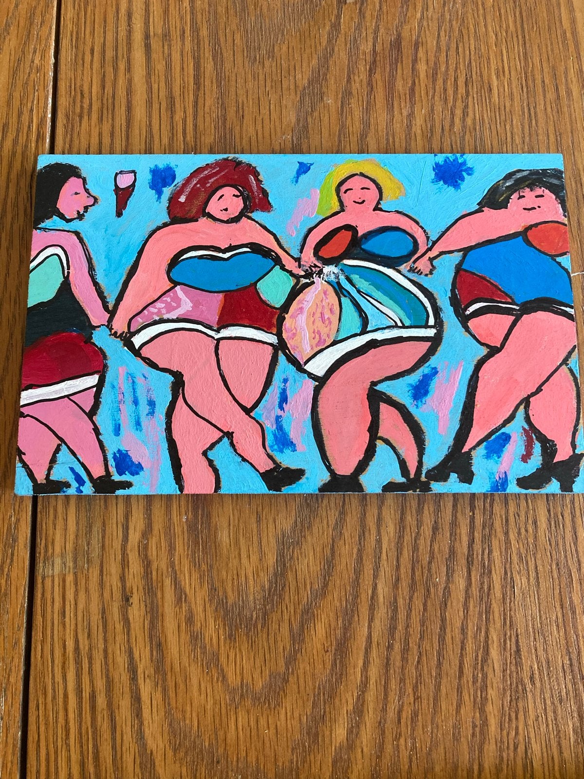 Multiplex dikke dames schilderij, Antiek en Kunst, Kunst | Schilderijen | Modern, Ophalen of Verzenden