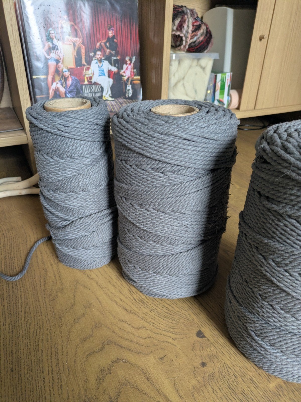 Macrame touw 4mm 'charcoal' (2 en 1/3 rol), Ophalen of Verzenden