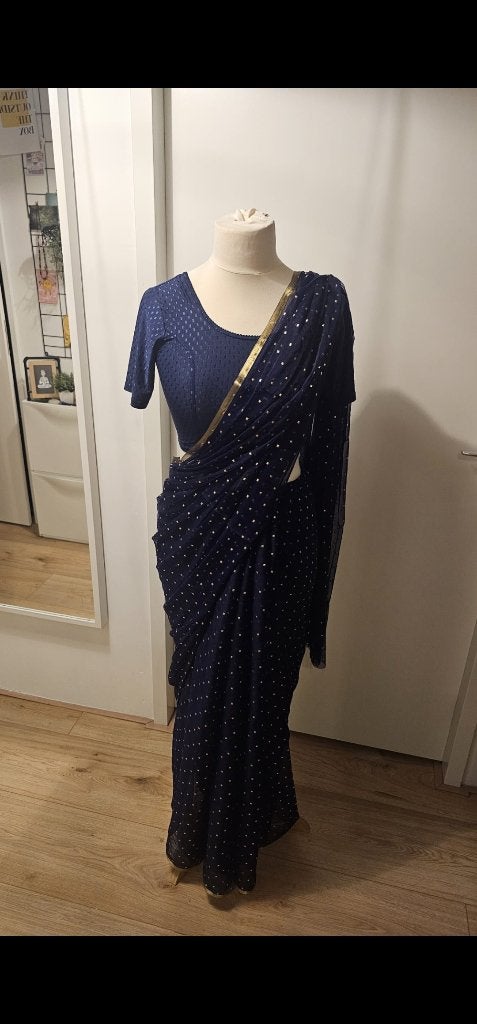 Sari/saree, Overige typen, Blauw, Nieuw, Ophalen of Verzenden