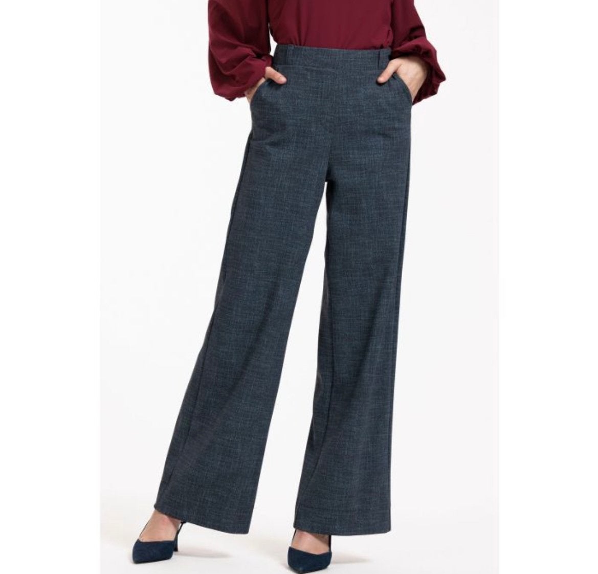 Studio Anneloes Lexie tweed denim broek bonded travel XL, Blauw, Maat 46/48 (XL) of groter, Ophalen of Verzenden, Zo goed als nieuw