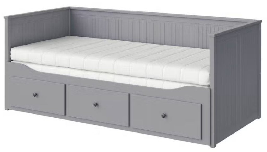 Hemnes logeerbed(bank) grijs, Ophalen, 90 cm, Tweepersoons, Zo goed als nieuw