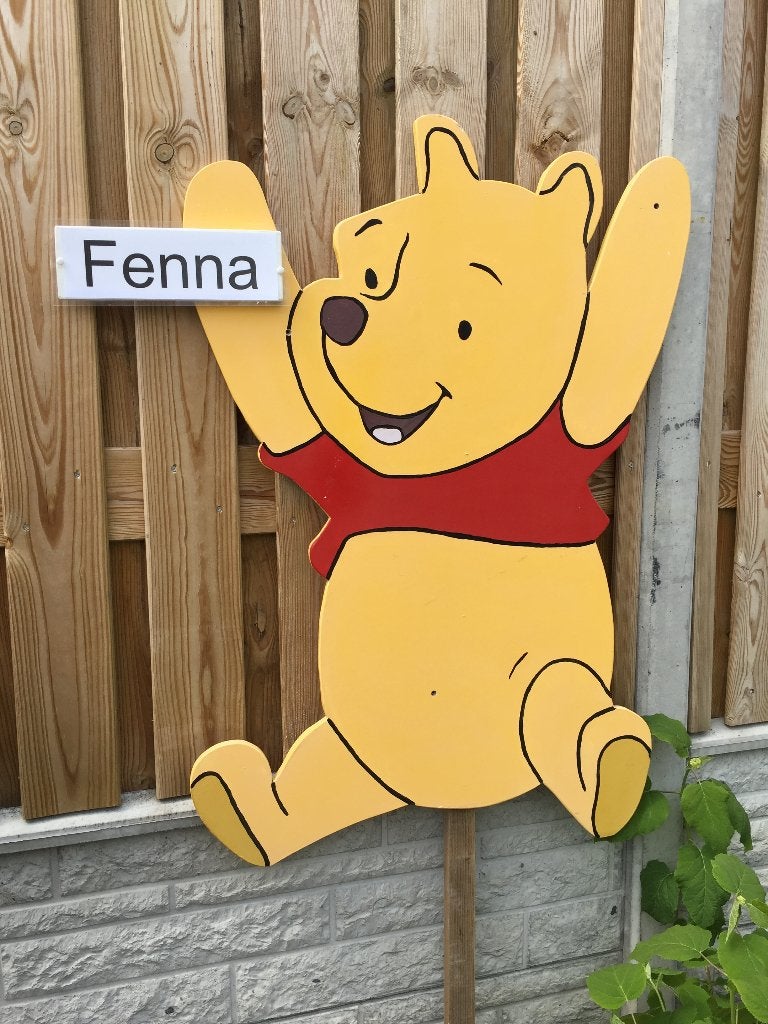 Geboortebord Winnie Poeh meisje jongen babyspullen huren, Ophalen, Zo goed als nieuw, Geboortebord