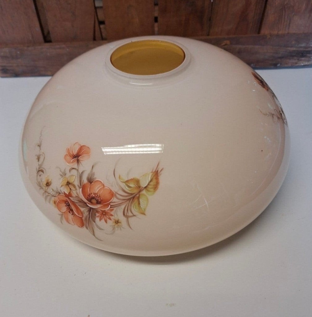 Glazen lampenkap met gebloemd patroon, Ophalen, 14 cm, Gebruikt, Rond