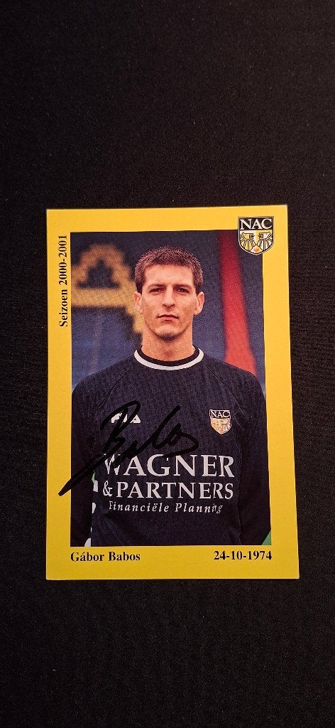 Spelerskaart met handtekening; Gabor Babos # NAC Feyenoord, Ophalen of Verzenden, Nieuw, NAC Breda, Spelerskaart