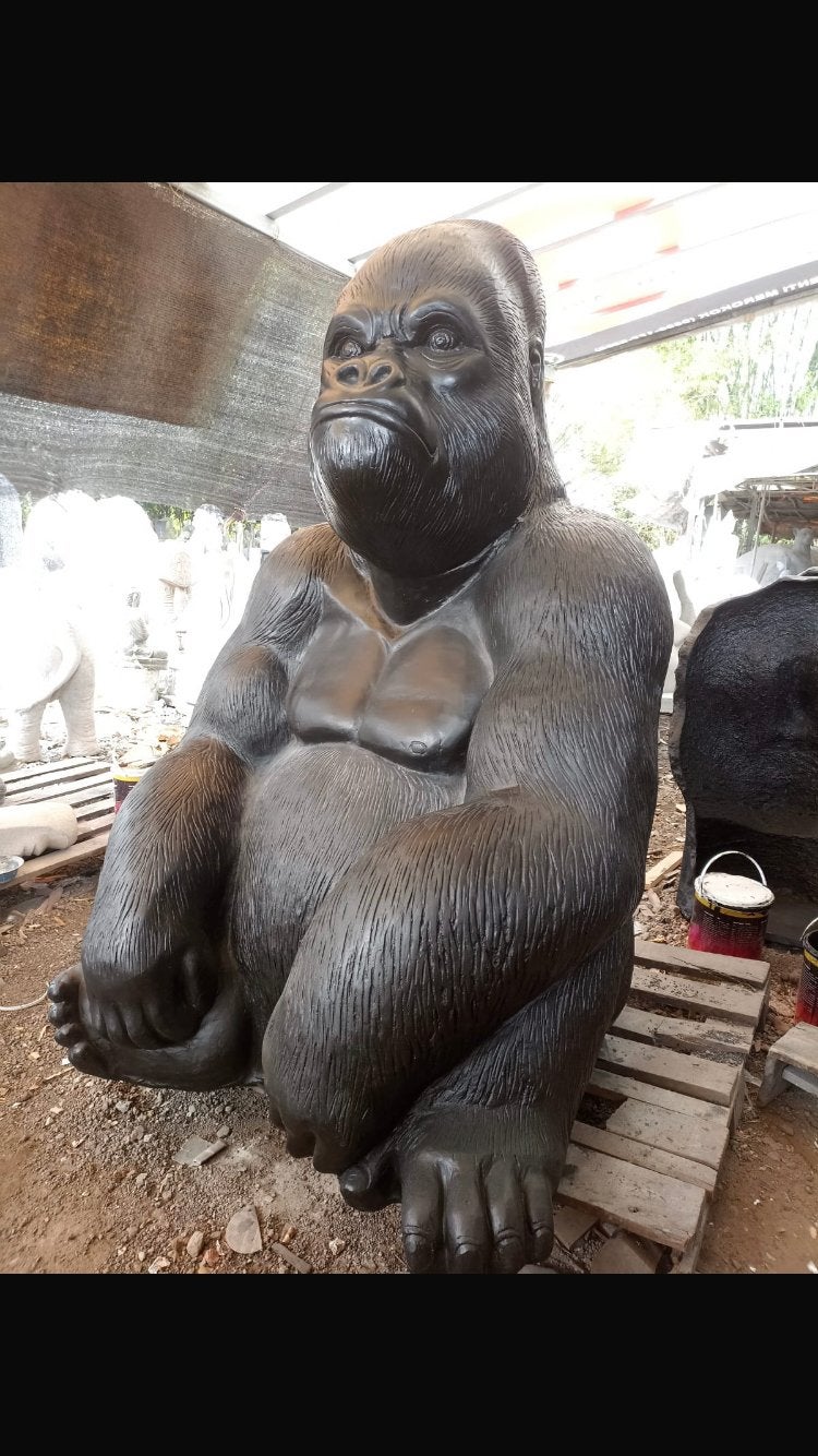 ‼️XL Gorilla 105–145 cm Aap Apen Berggorilla Zilverrug Kong, Tuin en Terras, Tuinbeelden, Ophalen of Verzenden, Nieuw, Beton, Dierenbeeld