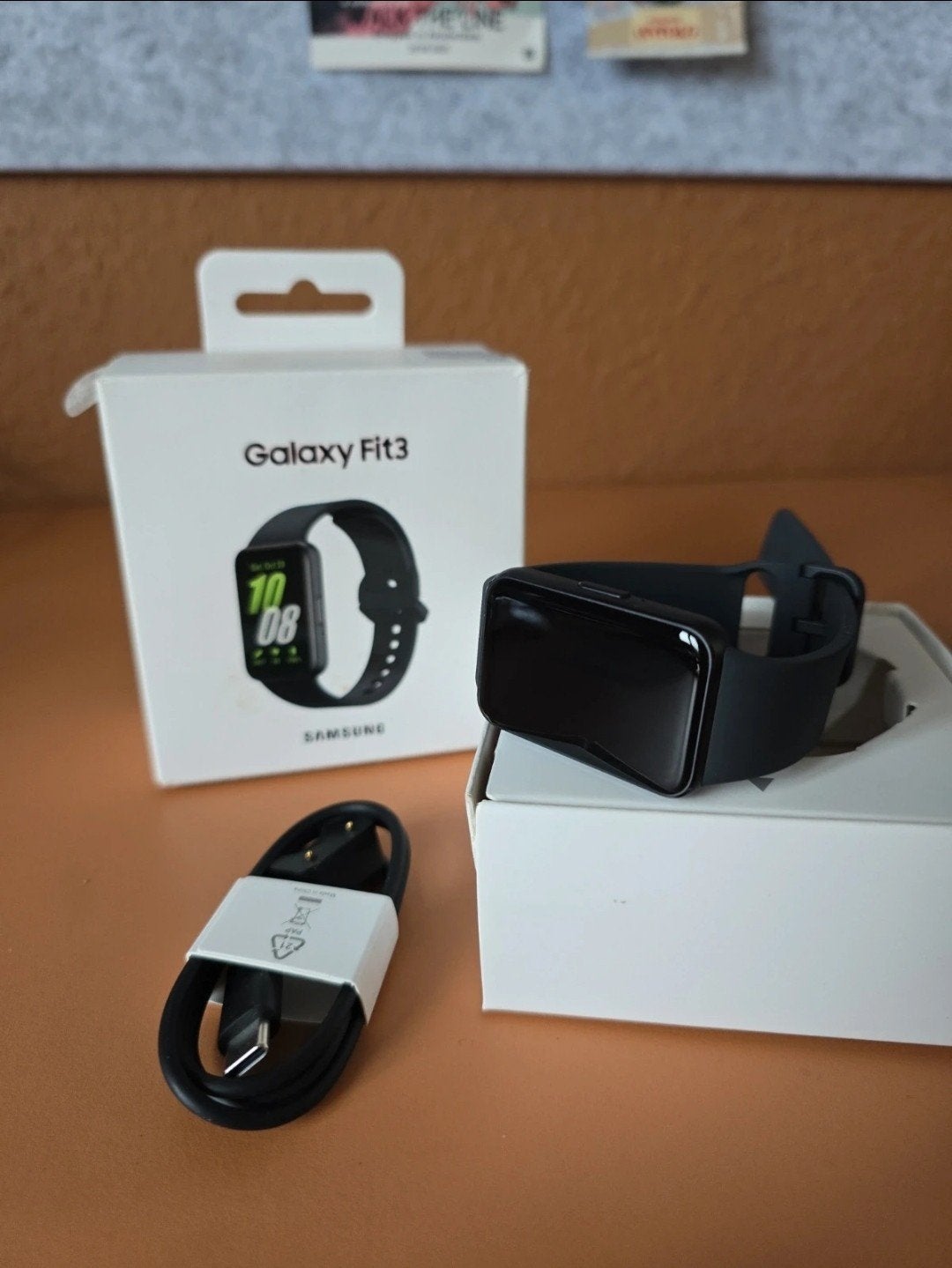 Black Samsung Galaxy Fit3 Smartwatch, Zwart, Samsung ⌚️, Ophalen of Verzenden, Zo goed als nieuw
