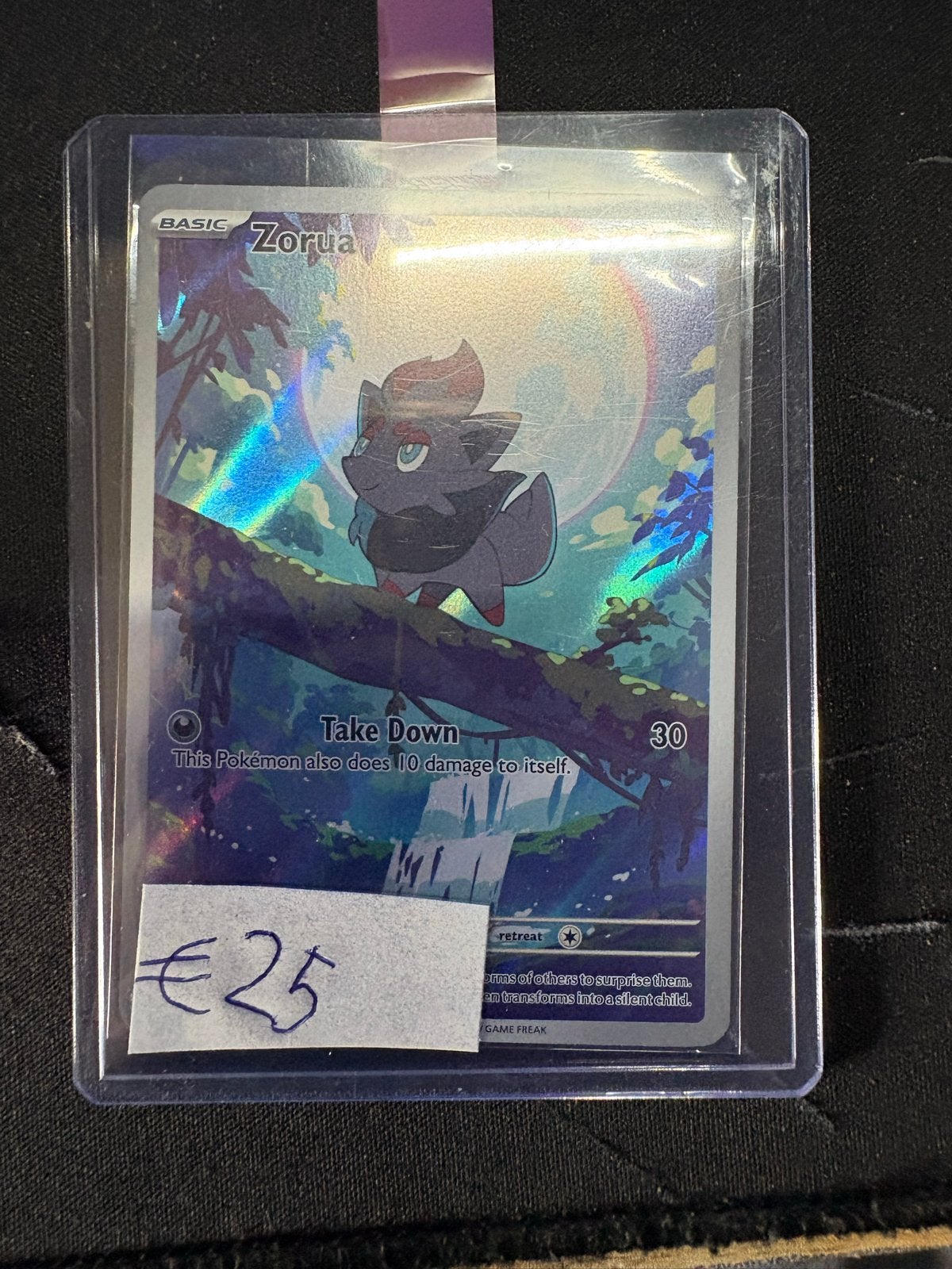 Zorua Pokémon Kaart - Full Art Foil, Ophalen of Verzenden, Zo goed als nieuw, Losse kaart, Foil
