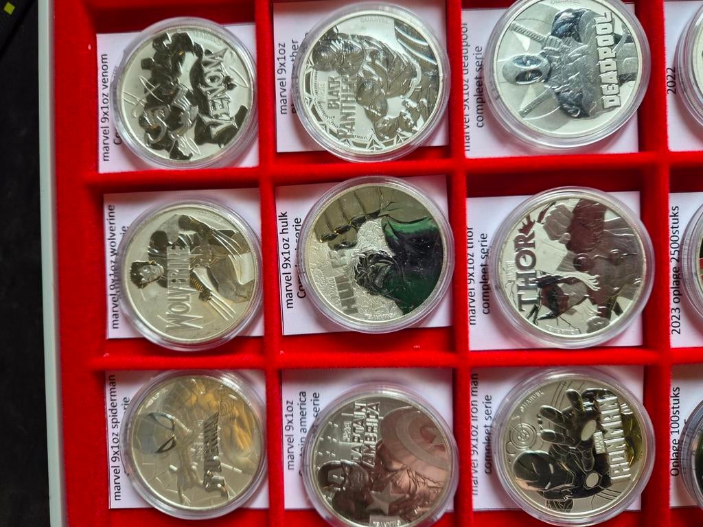 Marvel 9x1oz Zilveren Munten Collectie - Complete Serie, Ophalen of Verzenden