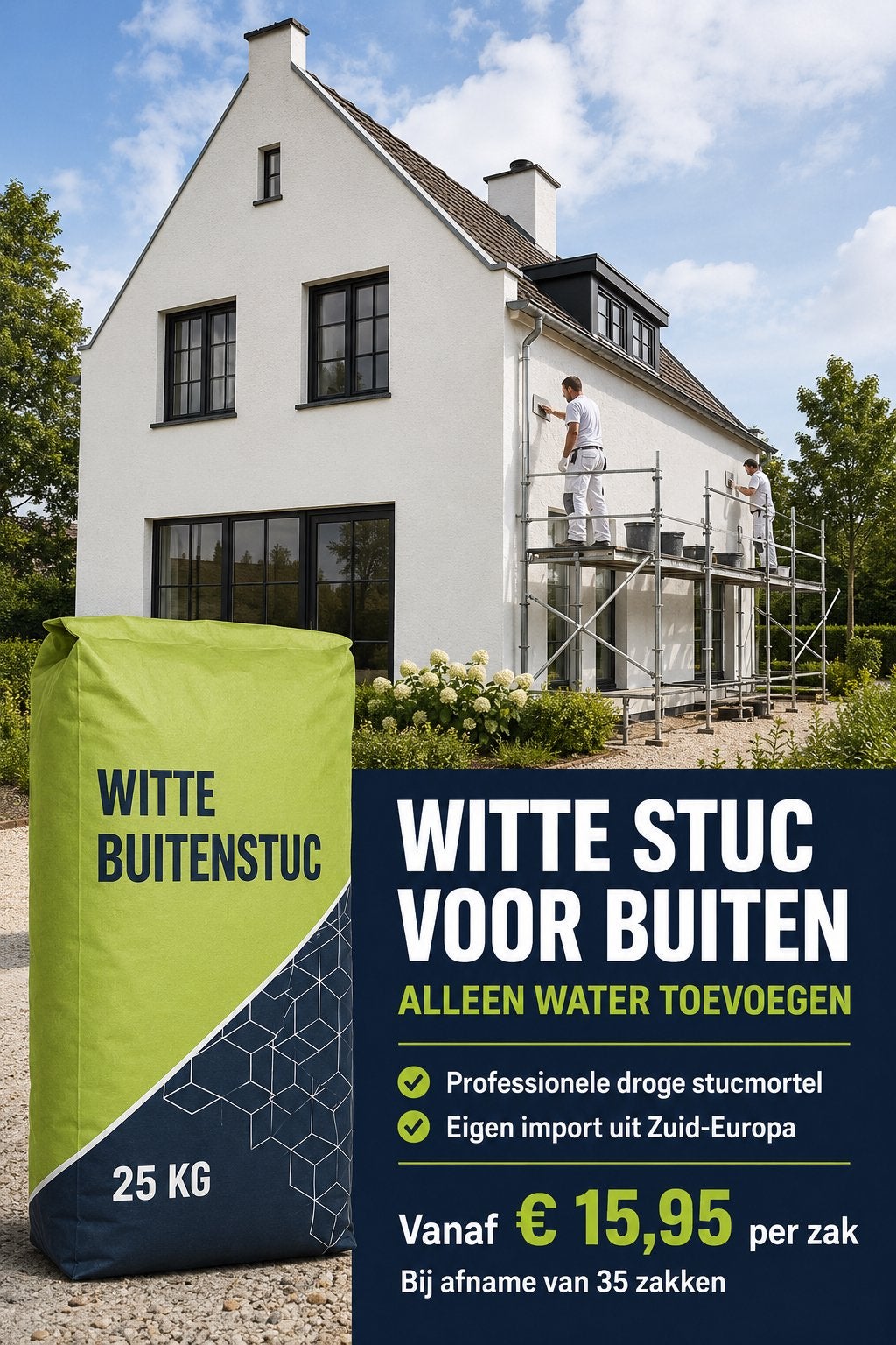 WIITE BUITENSTUC / PLEISTER  — EIGEN IMPORT UIT ZUID EUROPA, Ophalen, Nieuw