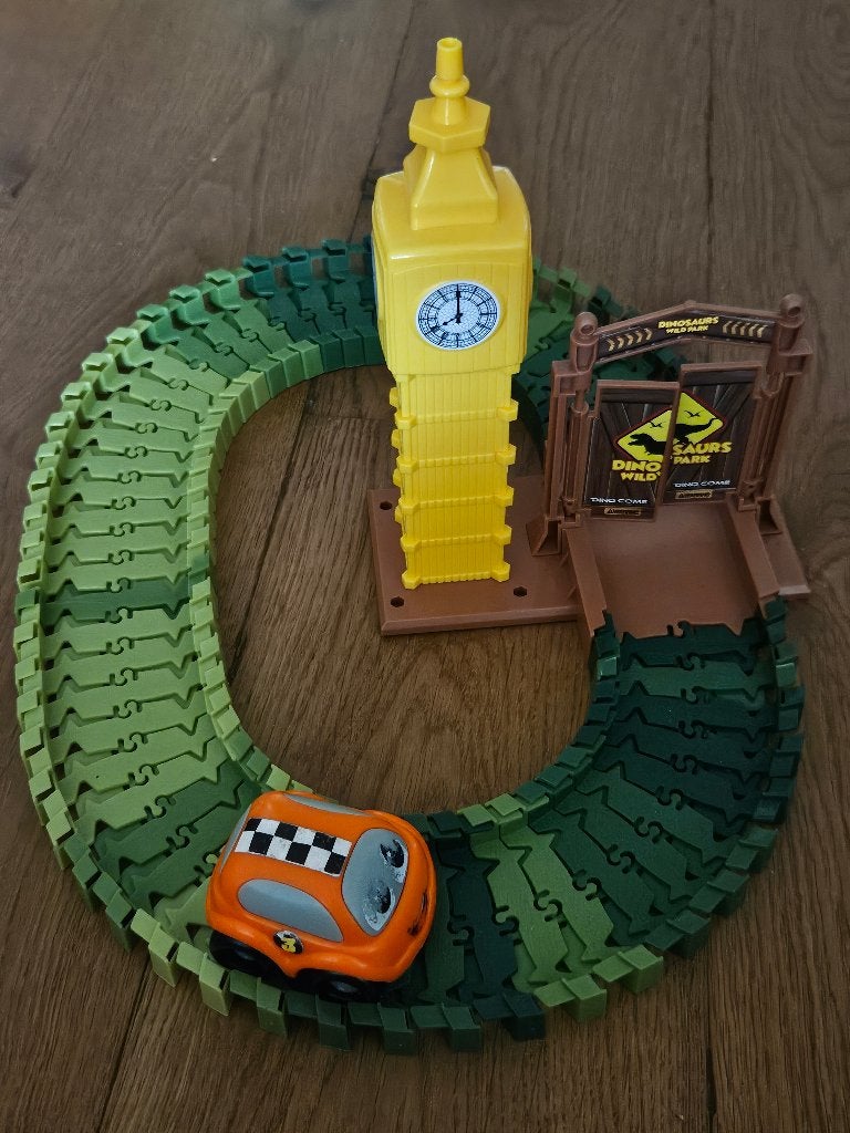 Flexibele Dinosaurus auto racebaan, Ophalen of Verzenden, Gebruikt