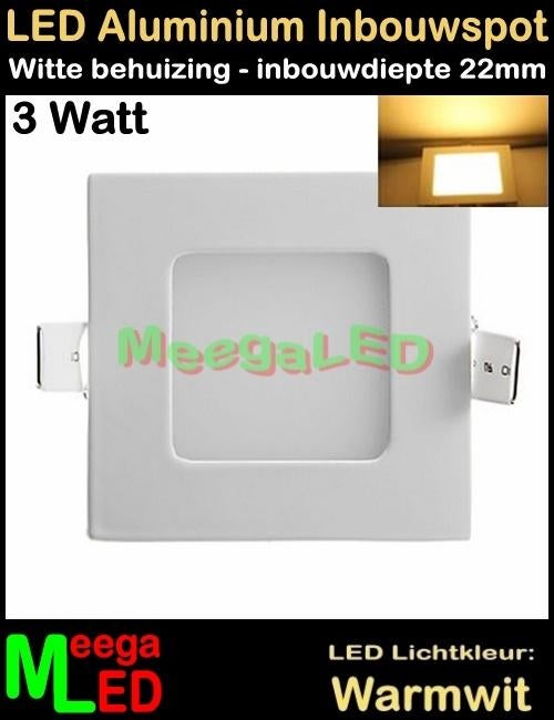 LED inbouwspot panel spot wit 3Watt VK Warmwit 3W - NDB, LEDinbouwspot, Led, Metaal of Aluminium, Nieuw