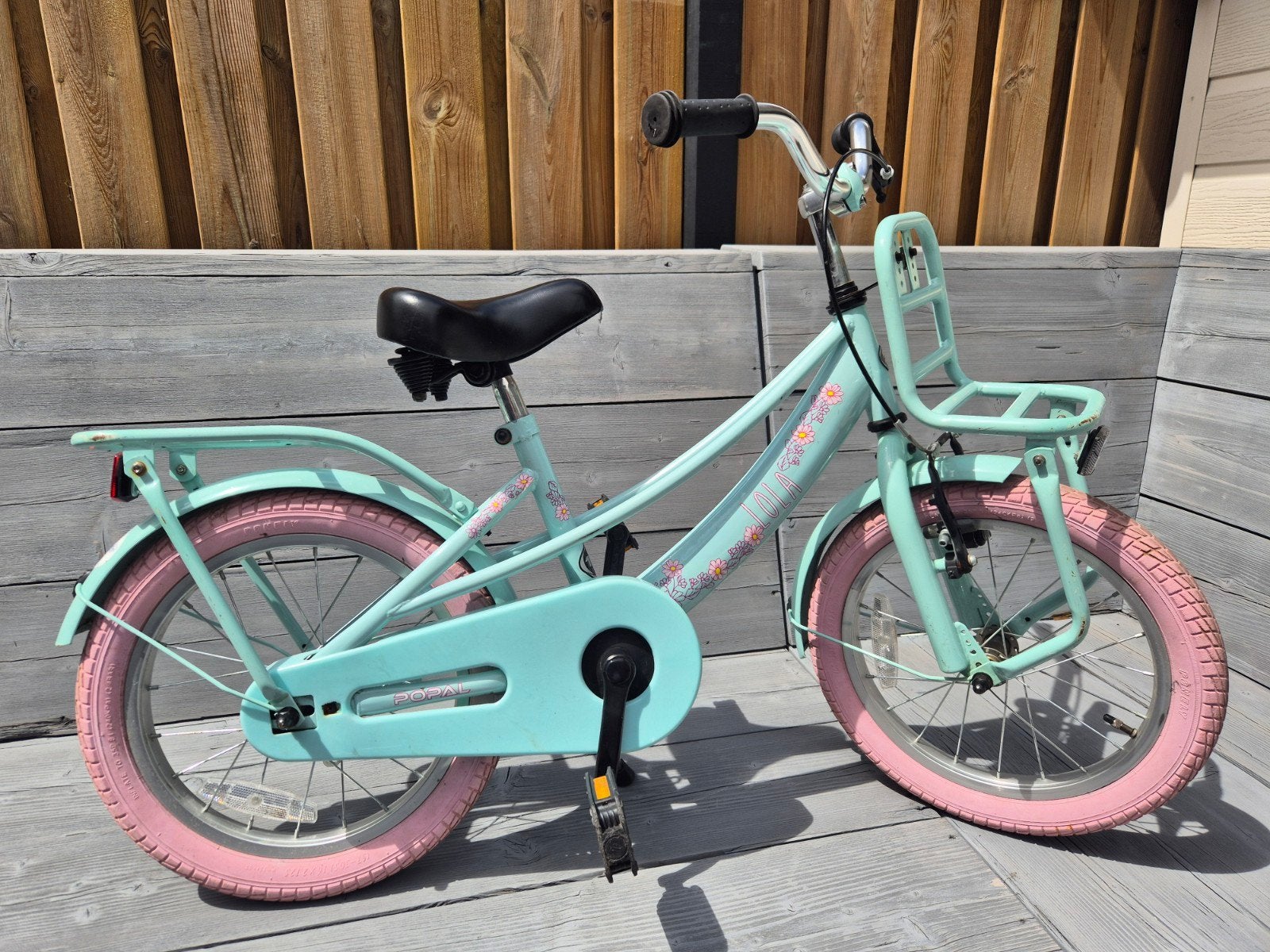 Kinderfiets 16 inch - Mintgroen met roze accenten, Fietsen en Brommers, Ophalen